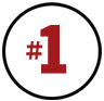 Icon with a red number one symbol enclosed in a red circle denoting #1.