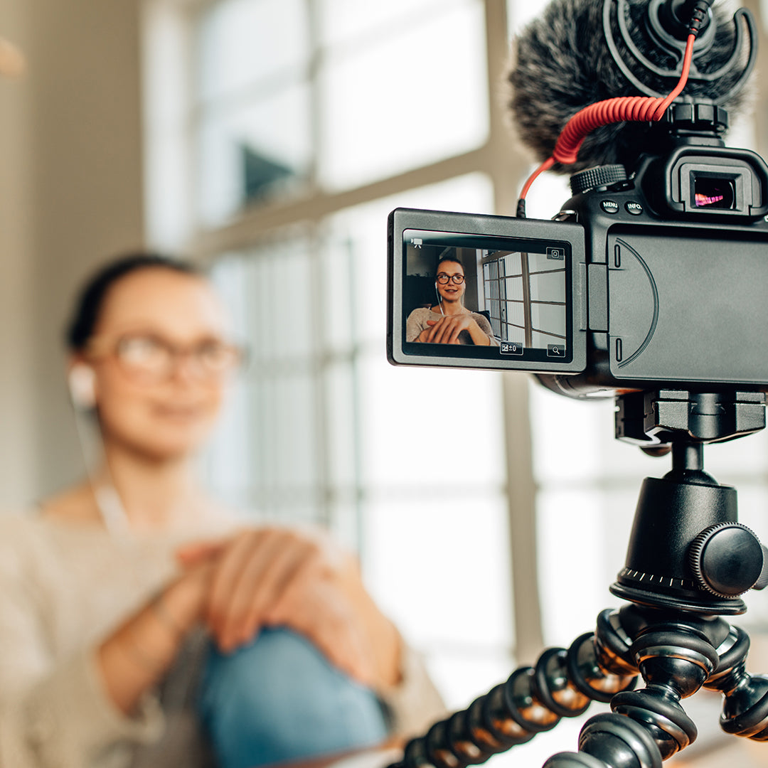 Blogger recording herself