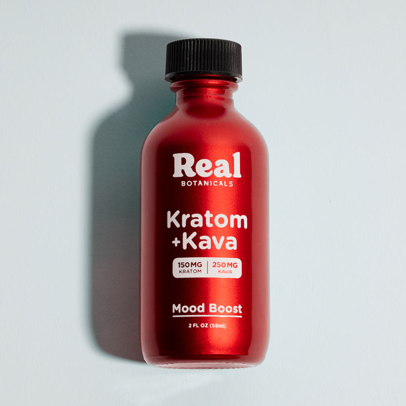 Kratom kava bottle on white backgroud with shadow