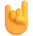 Yellow hand making a peace sign on a white background