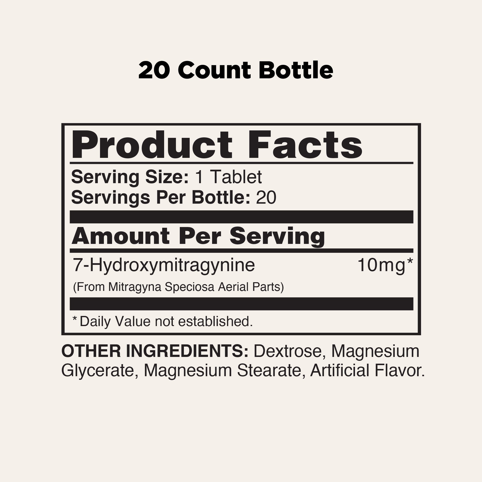 7-hydroxymitragynine tablets - 10mg - 20 count 