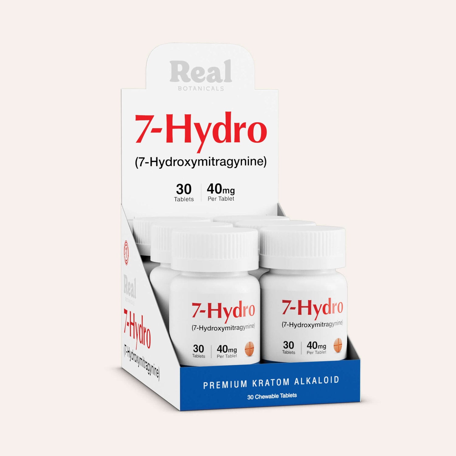 7-Hydro premium kratом алкалоид packaging with tablets on a beige background