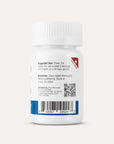 Medication bottle label with text and a QR code on a white background