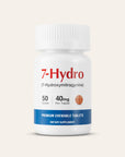 Supplement bottle labeled '7-Hydro' with white cap and label on a beige background
