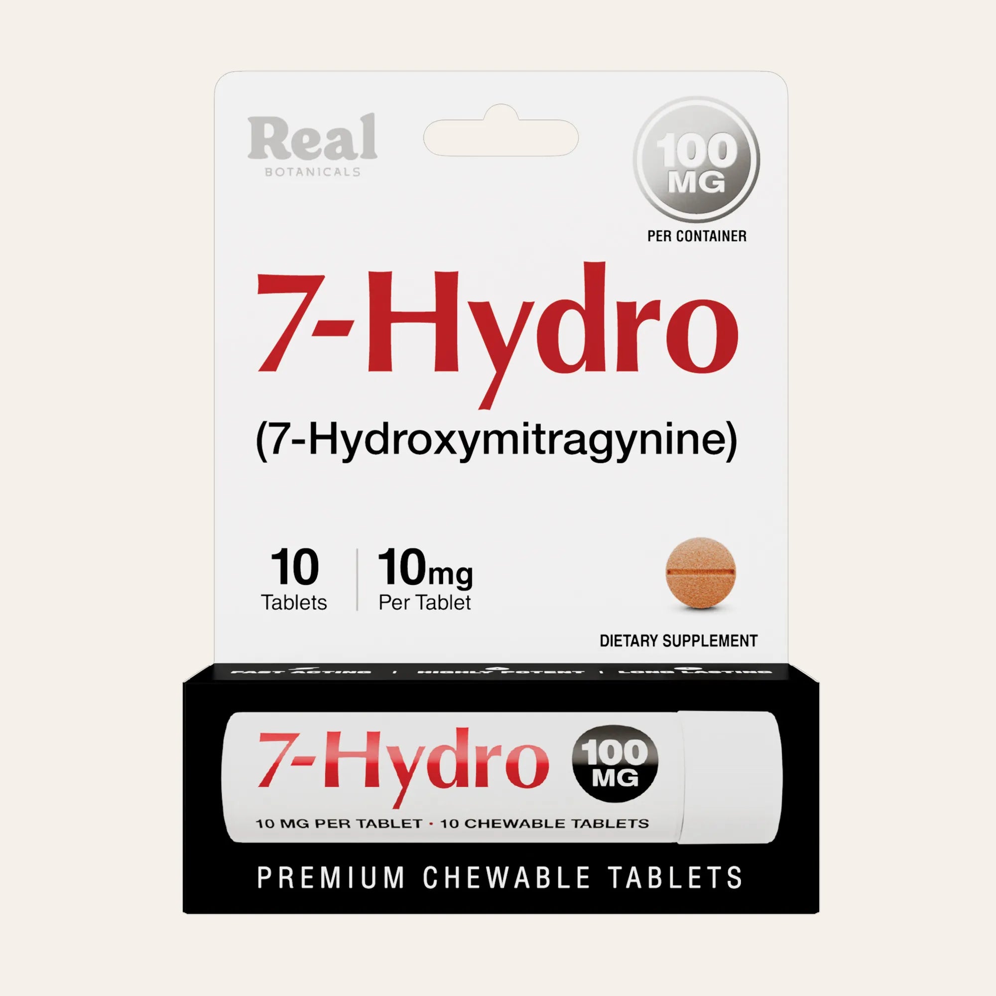 7-Hydro dietary supplement packaging on a beige background