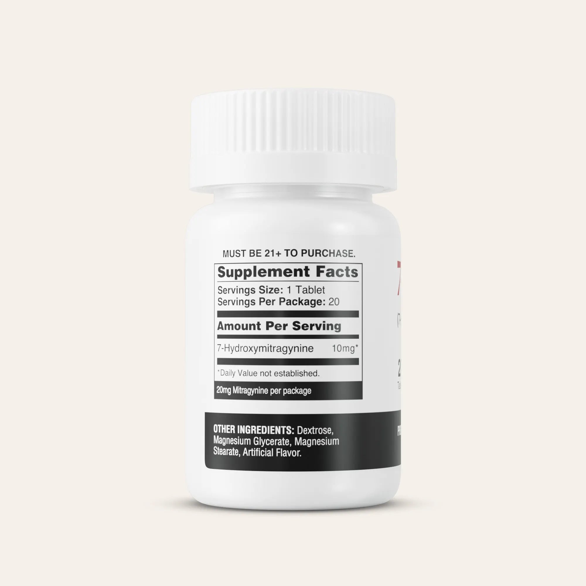 Supplement bottle with label on a light gray background