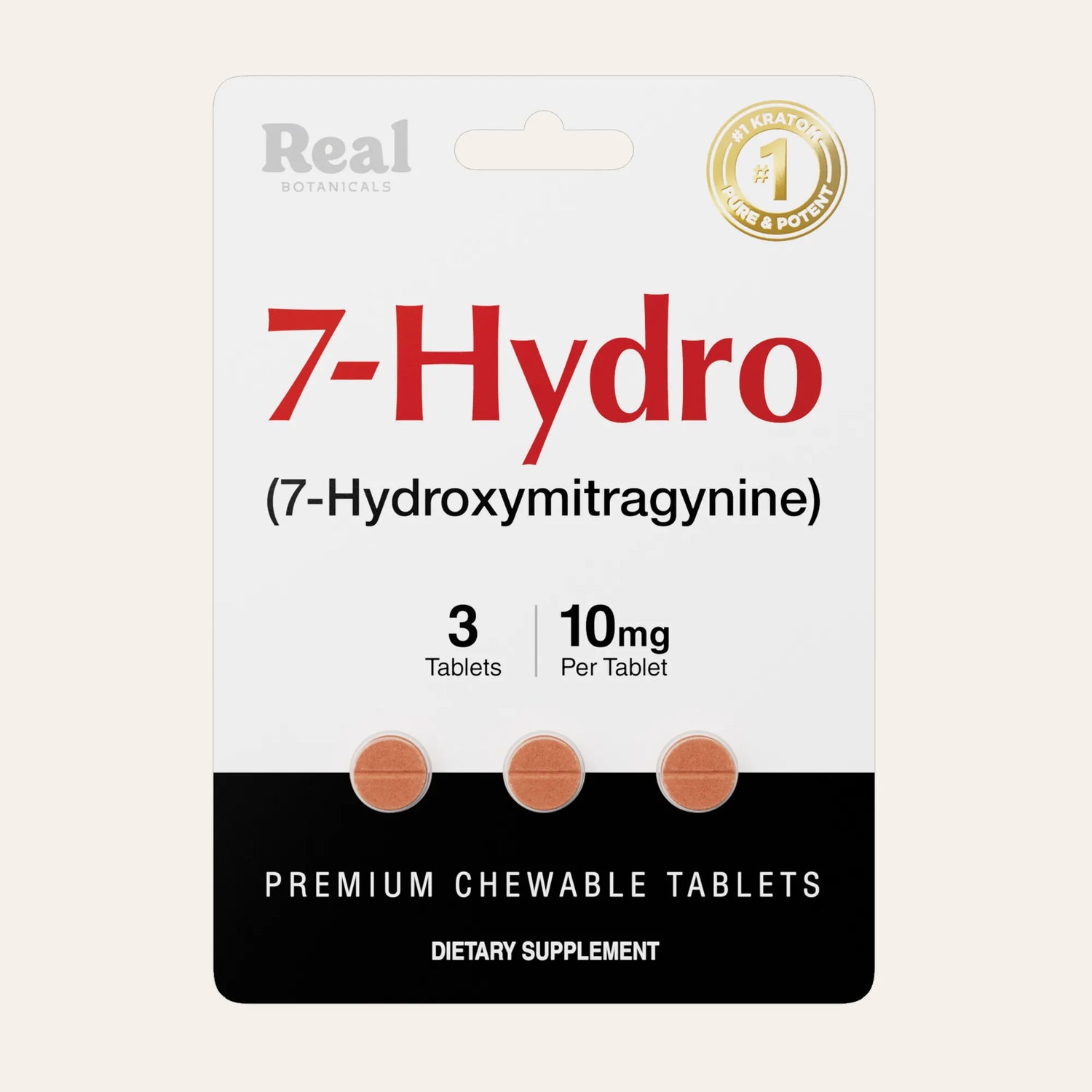 Package of 7-Hydro dietary supplement with 'Real Botanicals' branding on a beige background