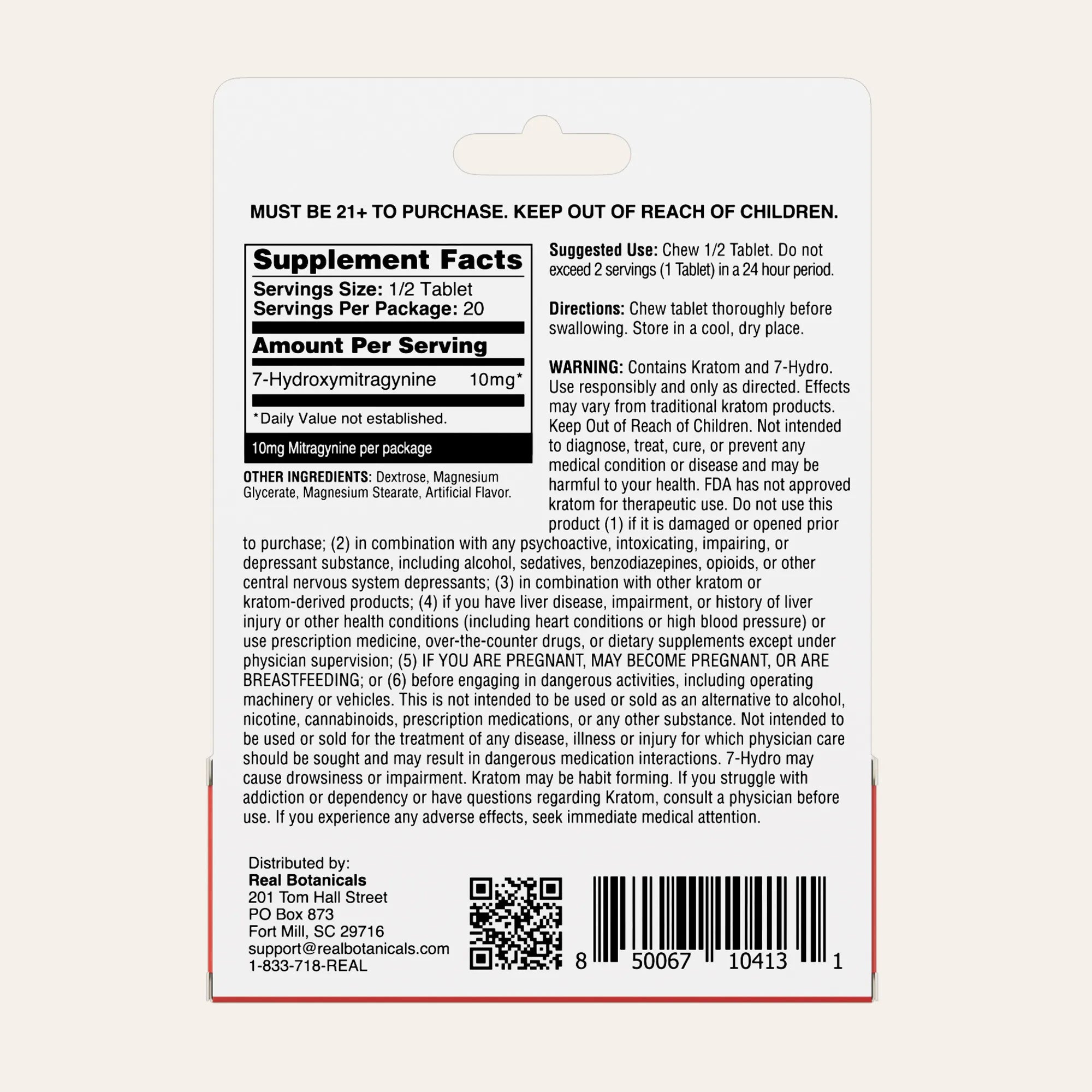 Back of a supplement package with text and a barcode on a white background