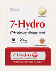 7-Hydro dietary supplement packaging with red and white design on a beige background