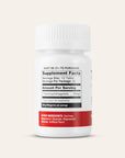 Supplement bottle with label on a light gray background