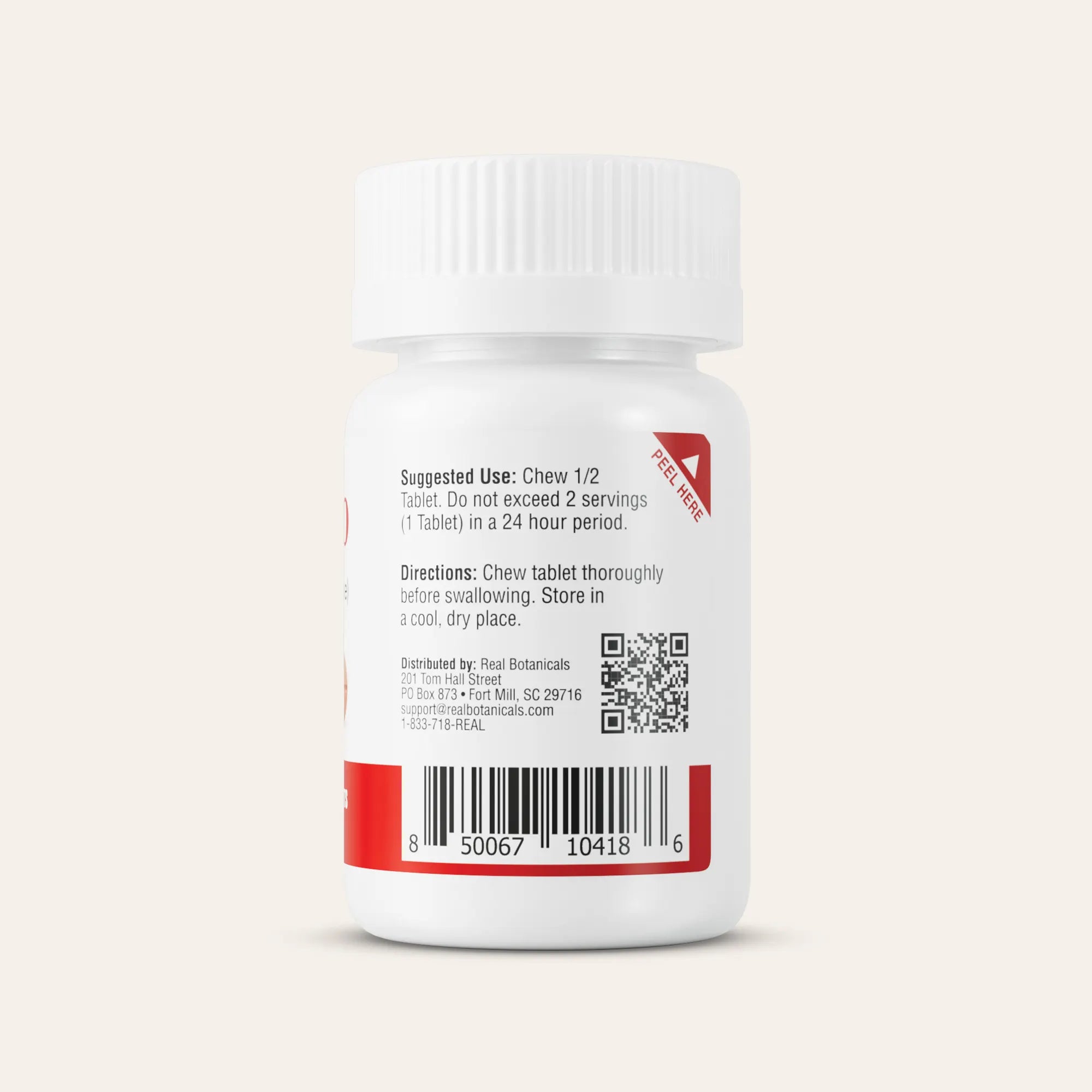 Medication bottle with label on a light gray background
