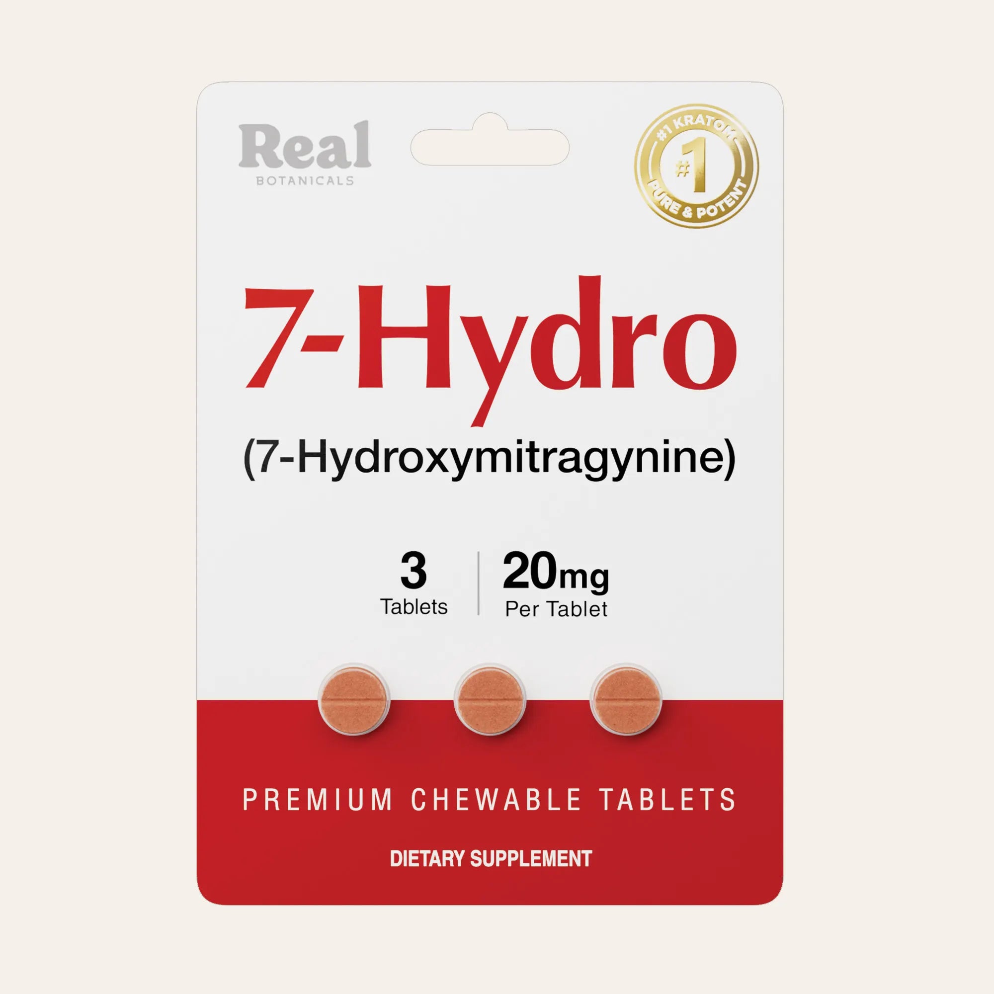 7-Hydro dietary supplement packaging with 'Real Botanicals' branding on a white background
