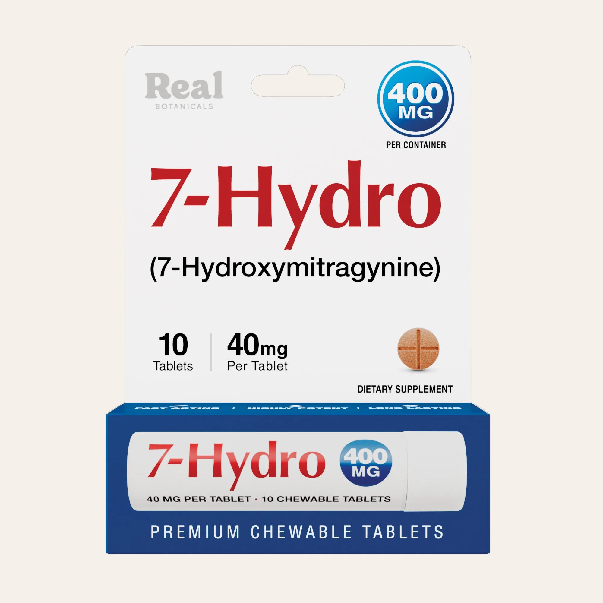 7-Hydro dietary supplement packaging with red and blue design on a white background