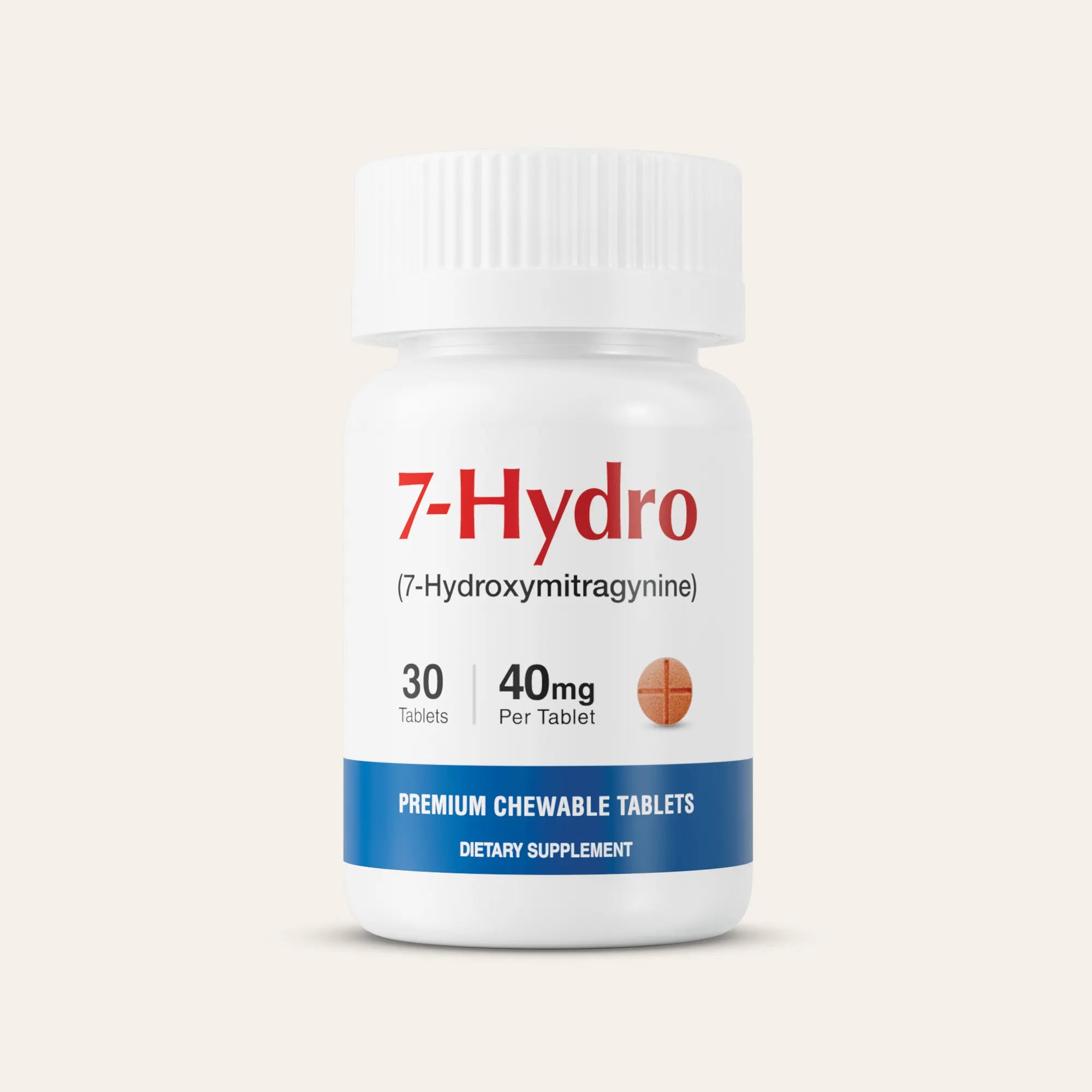 Supplement bottle labeled '7-Hydro' with white background