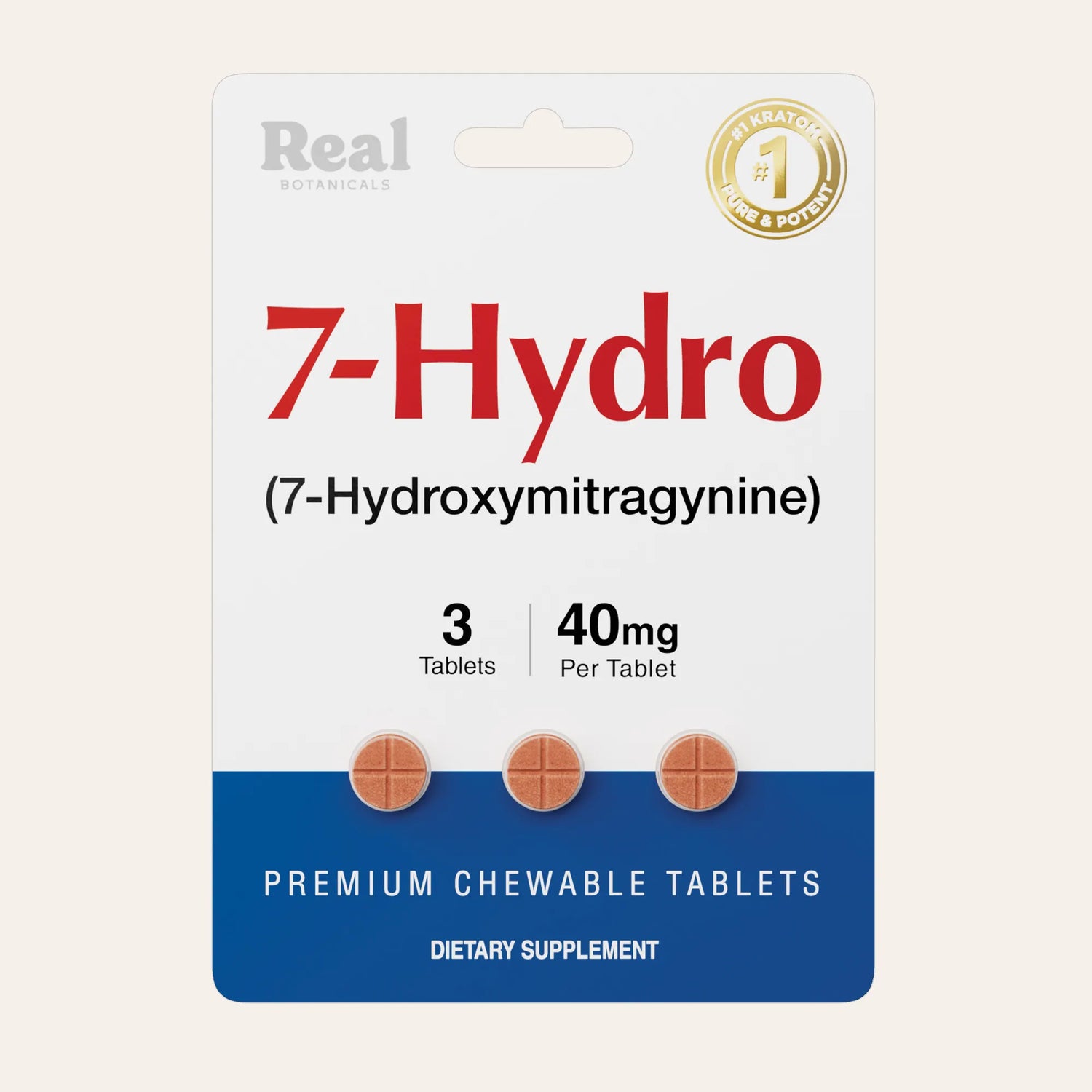 Package of 7-Hydro dietary supplement with 'Real Botanicals' branding on a beige background