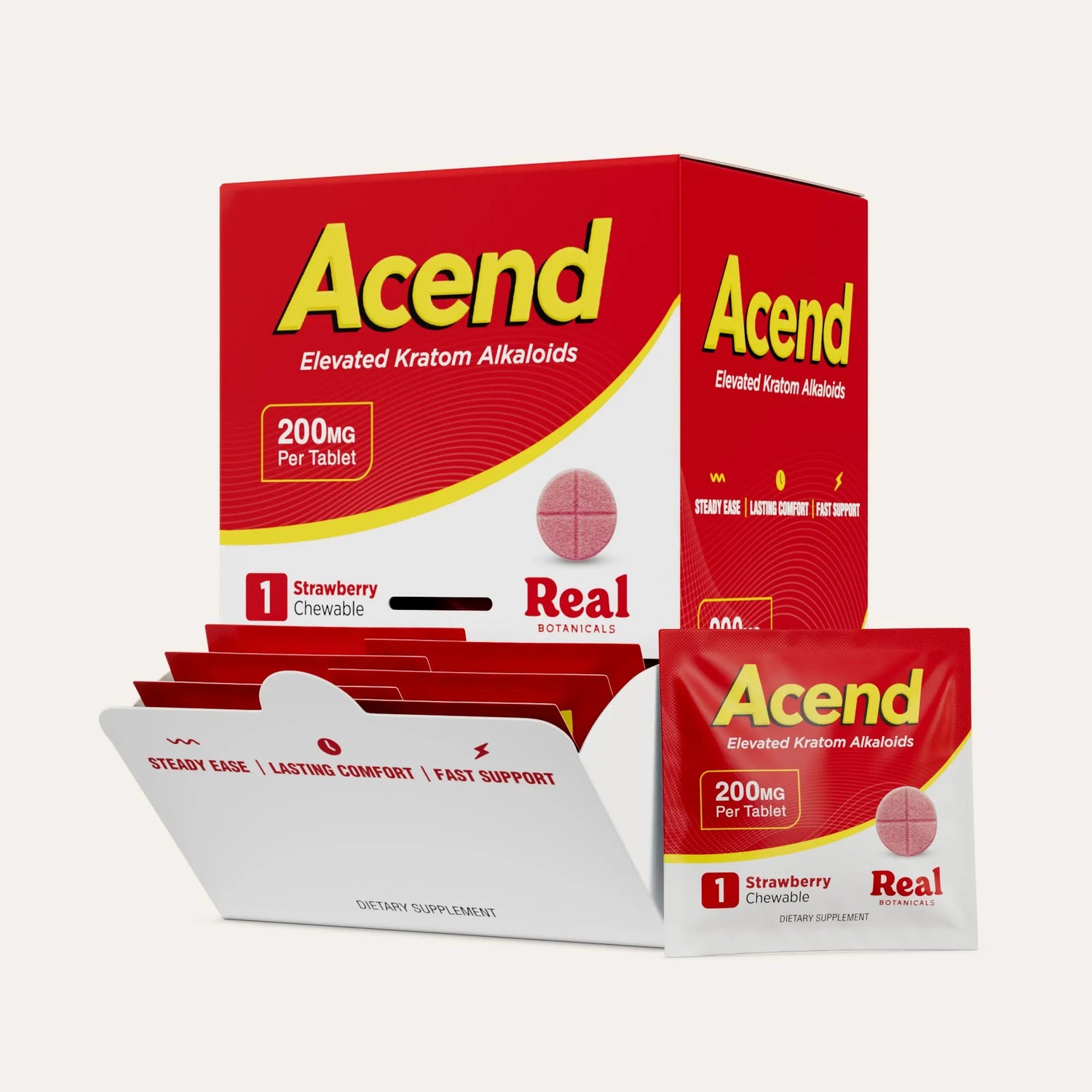 Acend Kratom Tablet - Strawberry - 200mg - 1ct.