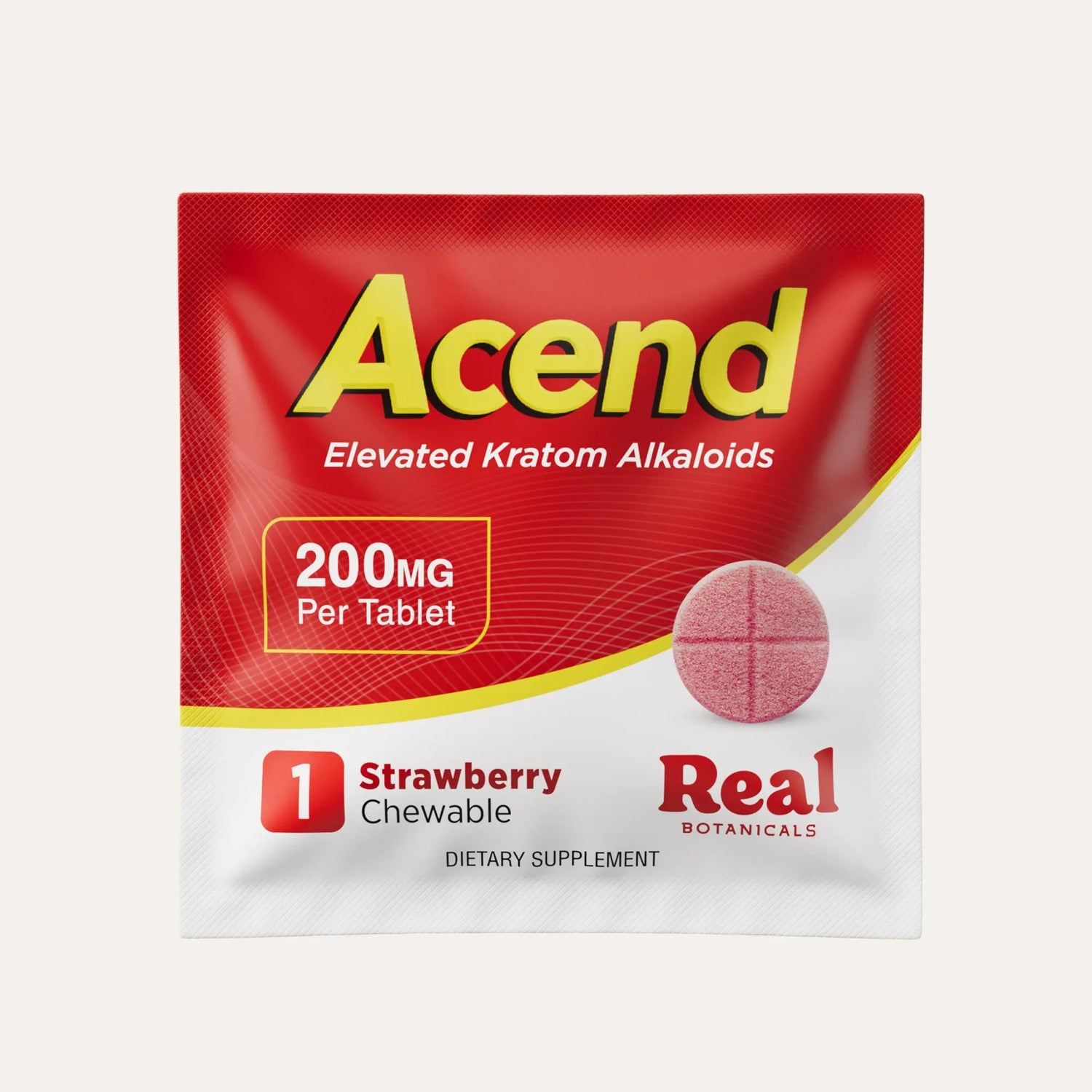 Acend Kratom Tablet - Strawberry - 200mg - 1ct.