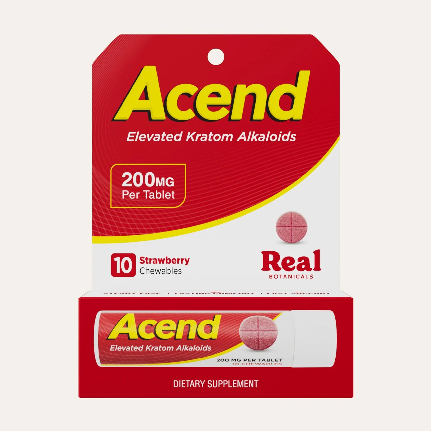 Acend Kratom Tablet - Strawberry - 200mg - 10ct.