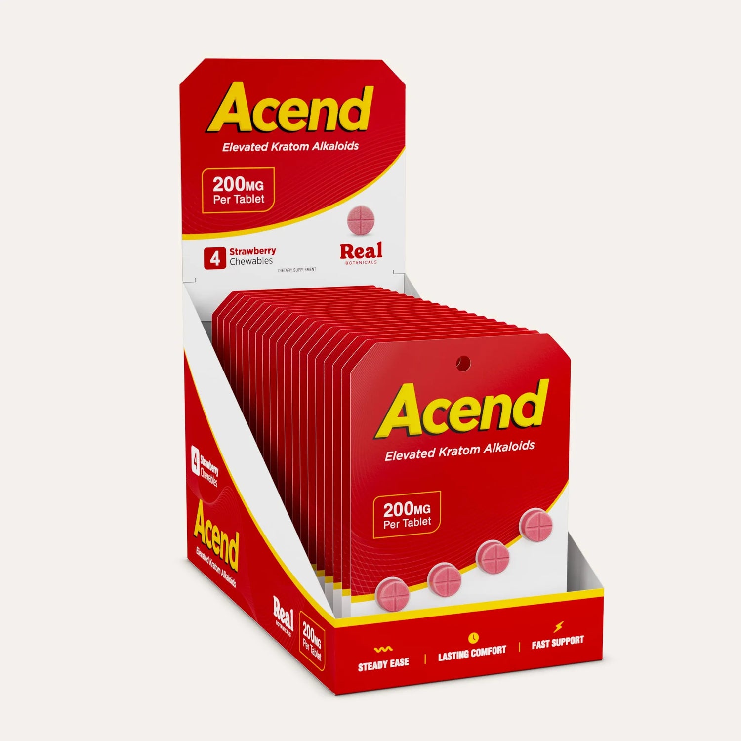 Acend Kratom Tablet - Strawberry - 200mg - 4ct.