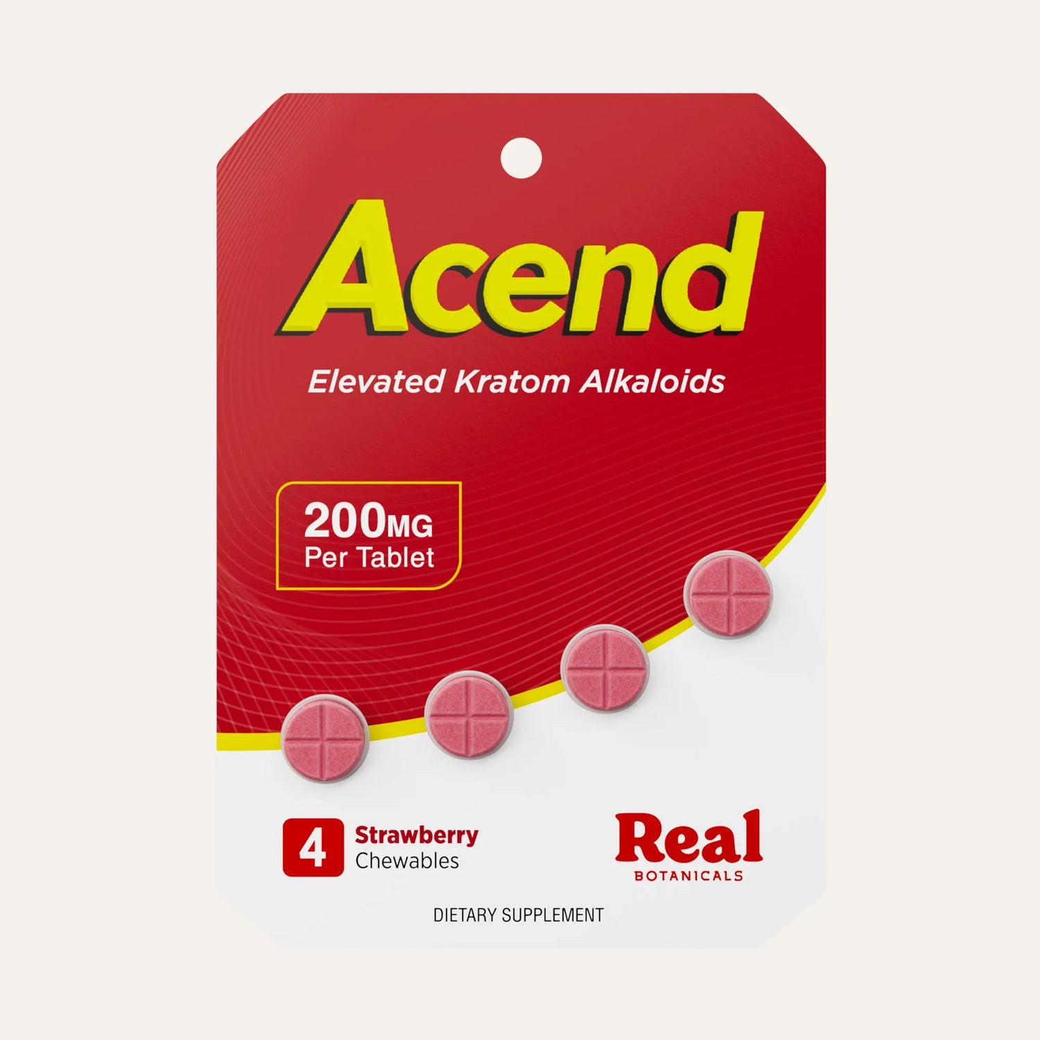 Acend Kratom Tablet - Strawberry - 200mg - 4ct.