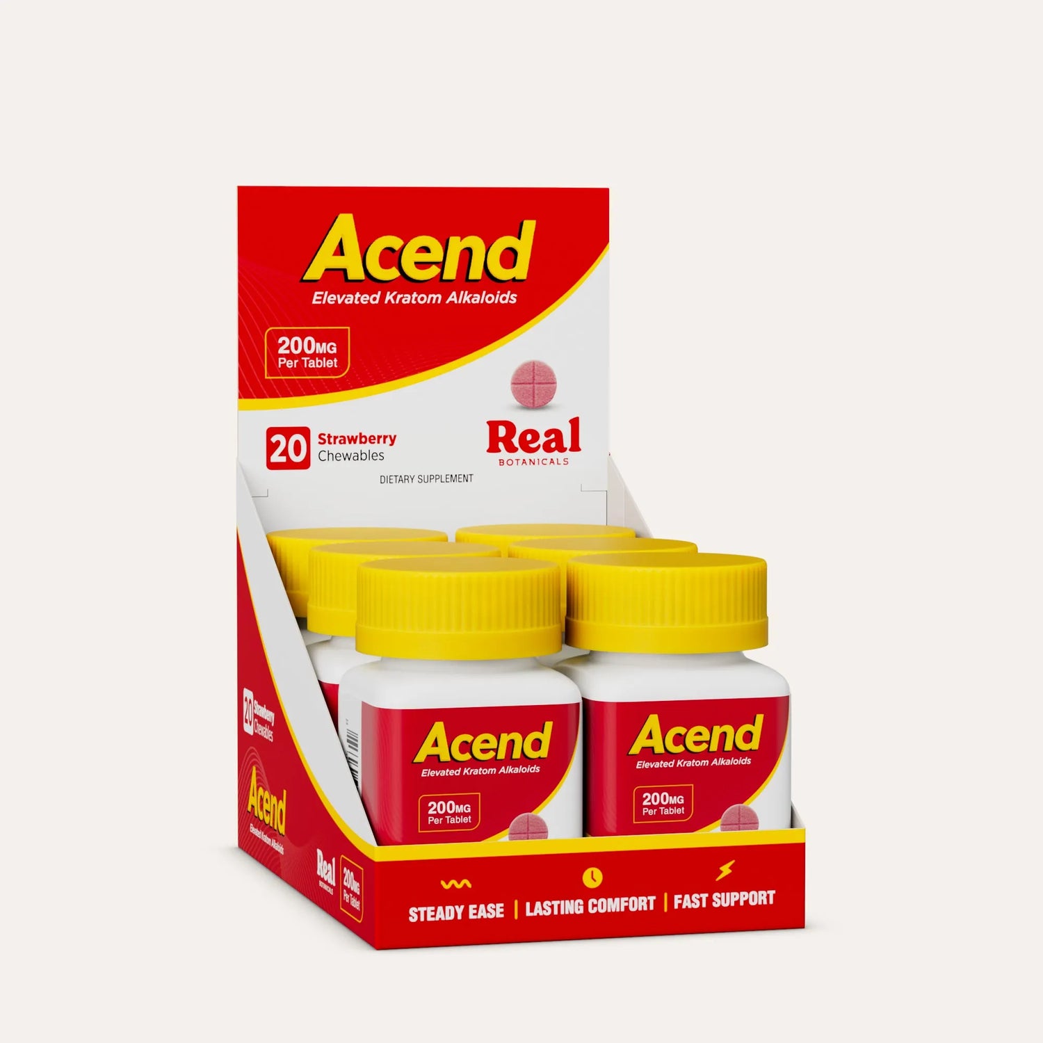 Acend Kratom Tablet - Strawberry - 200mg - 50ct.