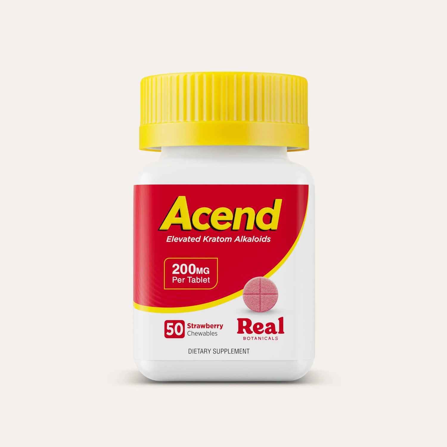 Acend Kratom Tablet - Strawberry - 200mg - 50ct.