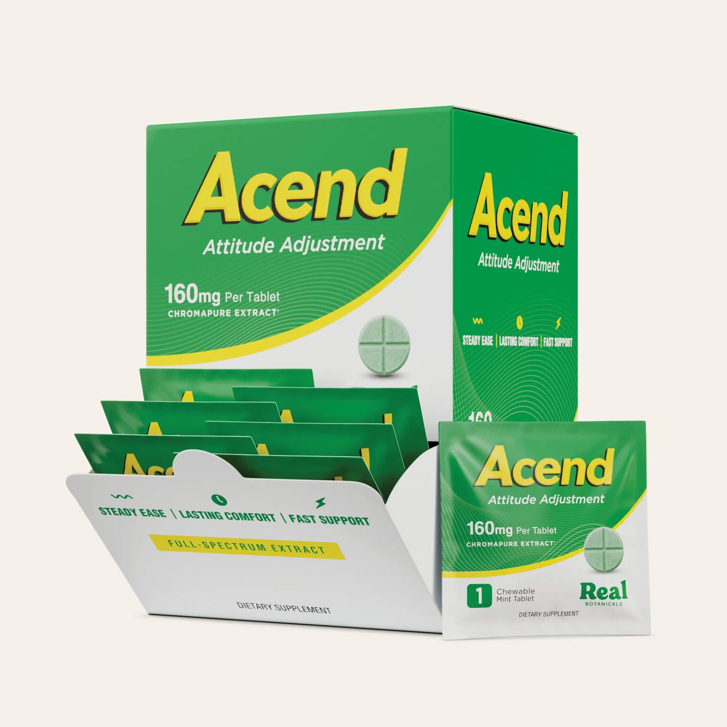 Acend supplement packaging on a white background