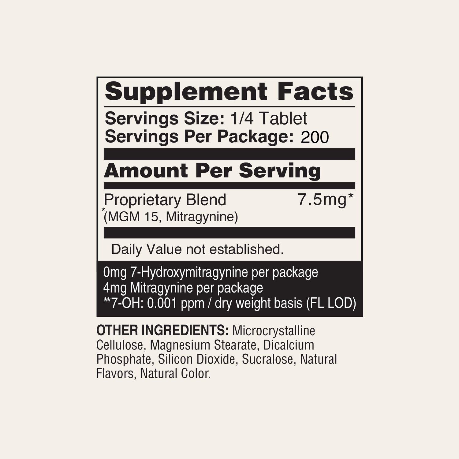 Oxonol 60 Supplement facts 
