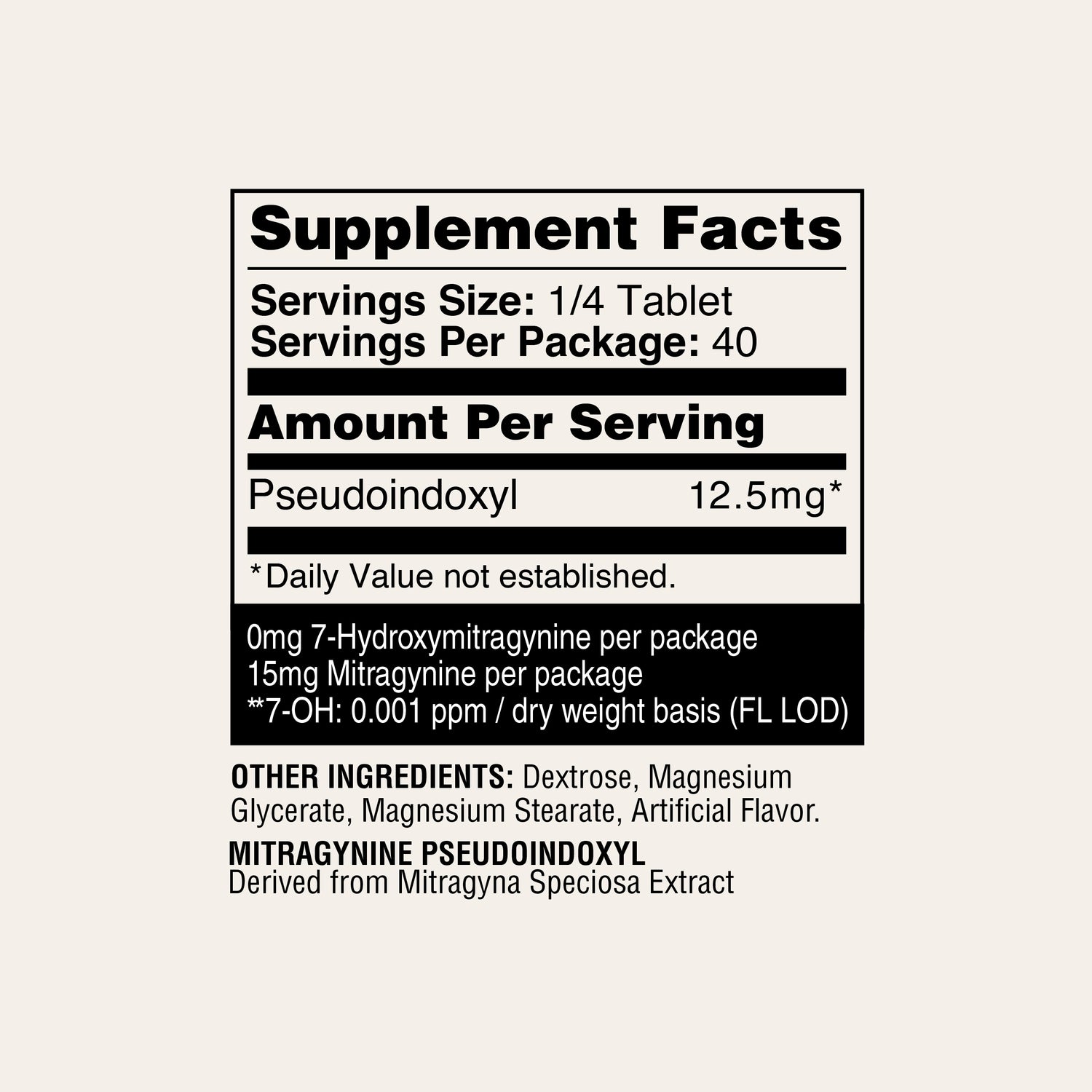 Pseudo Supplement Facts 
