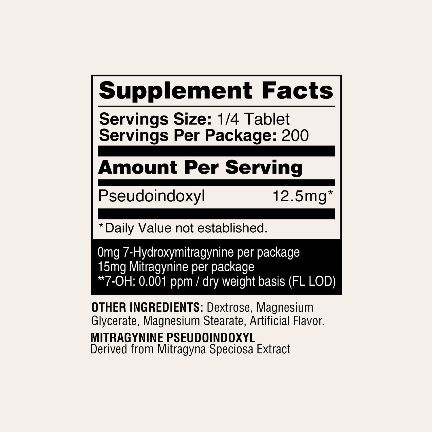 Pseudo Supplement Facts 