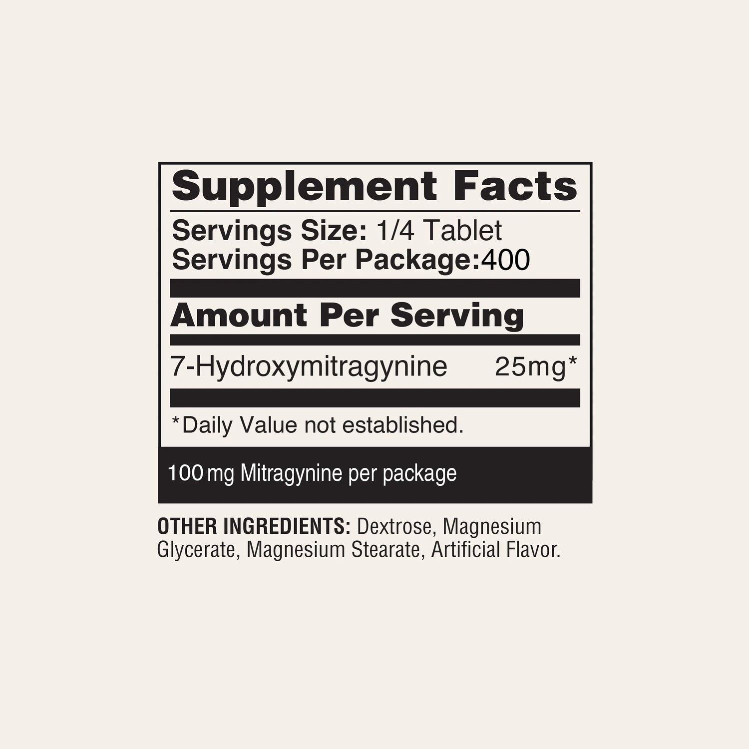 Supplement facts label with detailed information on a white background