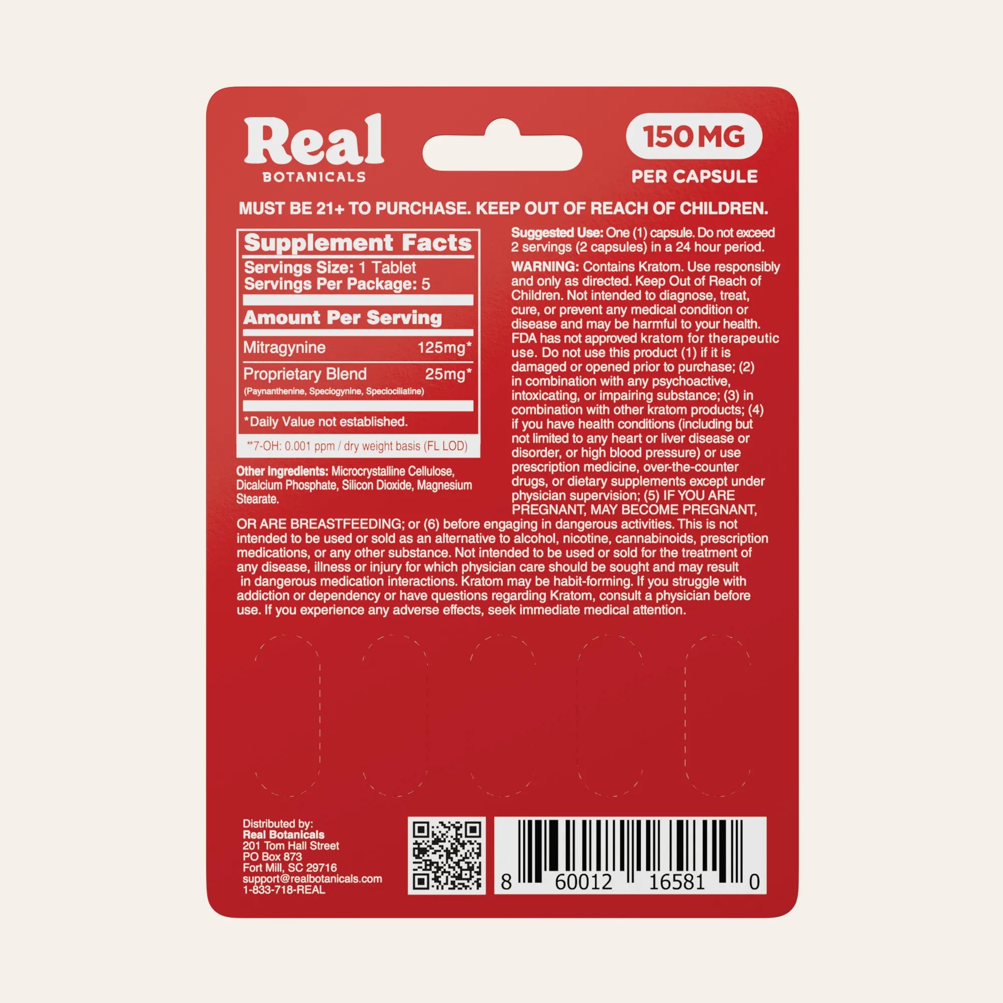 Super Kratom Capsules Case (150mg) - Real Botanicals