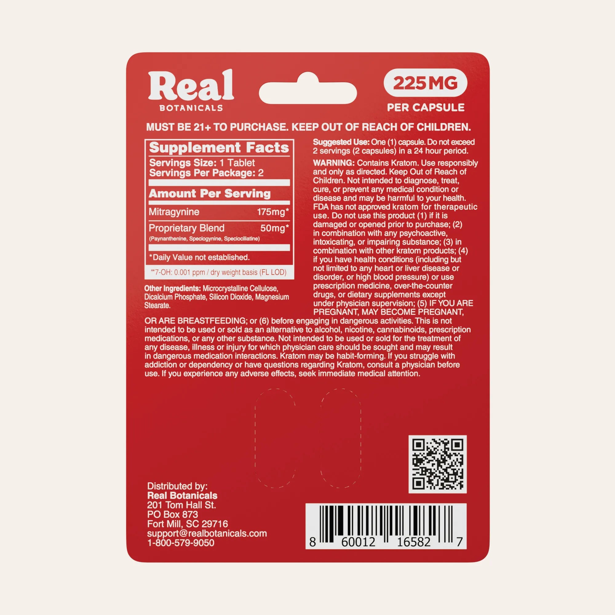 Maximum Super Kratom Capsules Case (225mg) - Real Botanicals