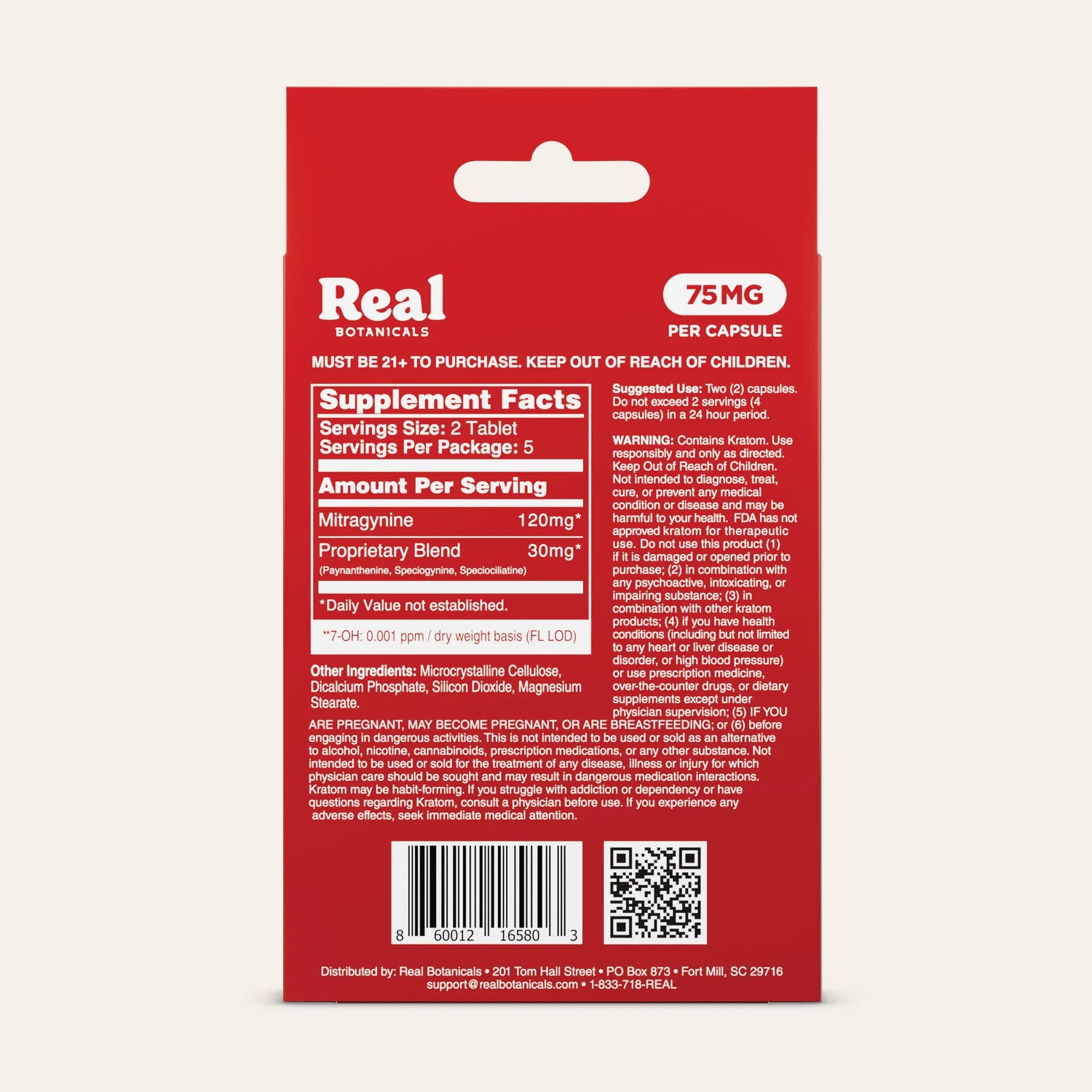 Super Kratom Capsules Case (75mg) - Real Botanicals