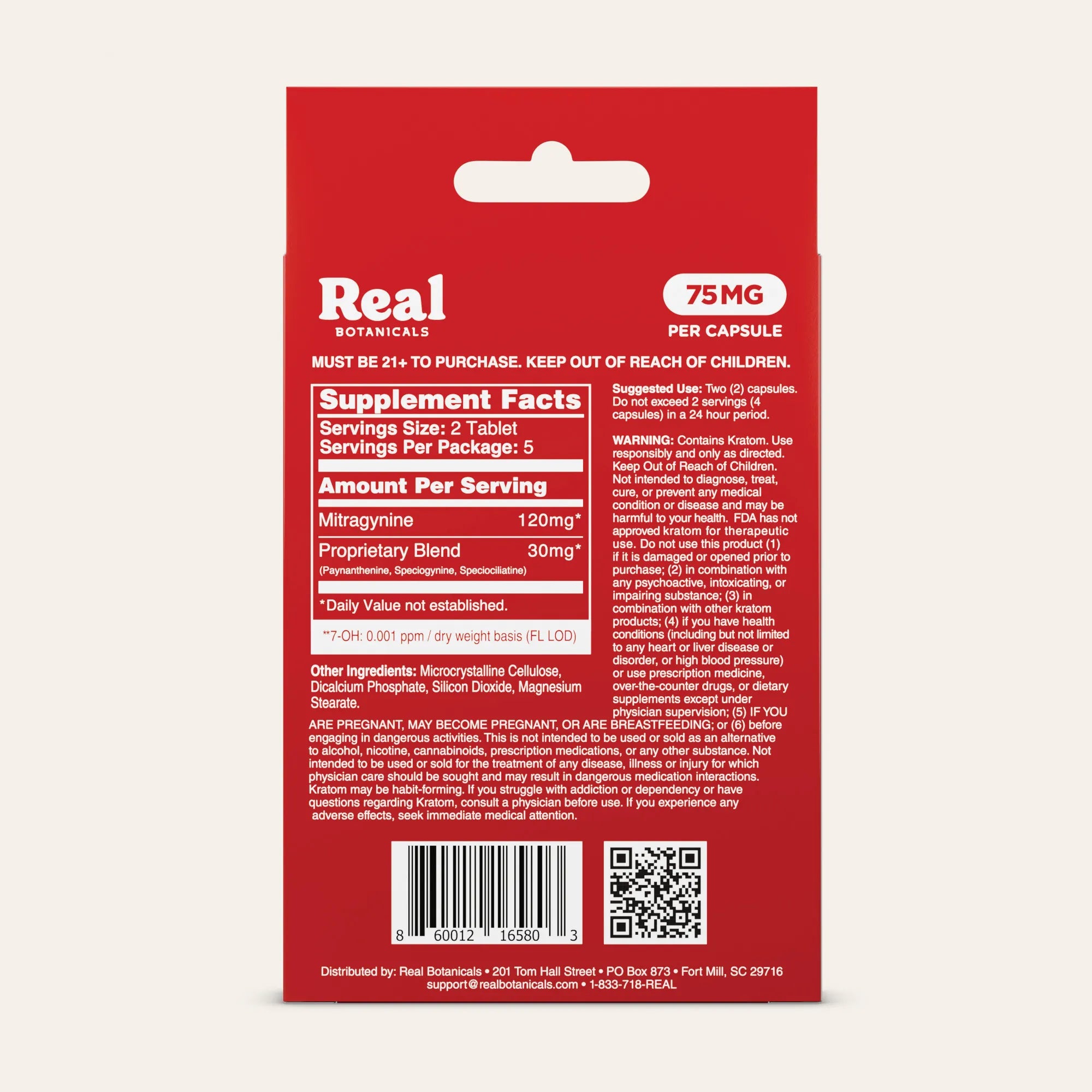 Super Kratom Capsules Case (75mg) - Real Botanicals