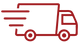 Red delivery truck icon on a white background