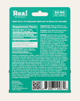 Supplement label for Real Botanicals product on a green background