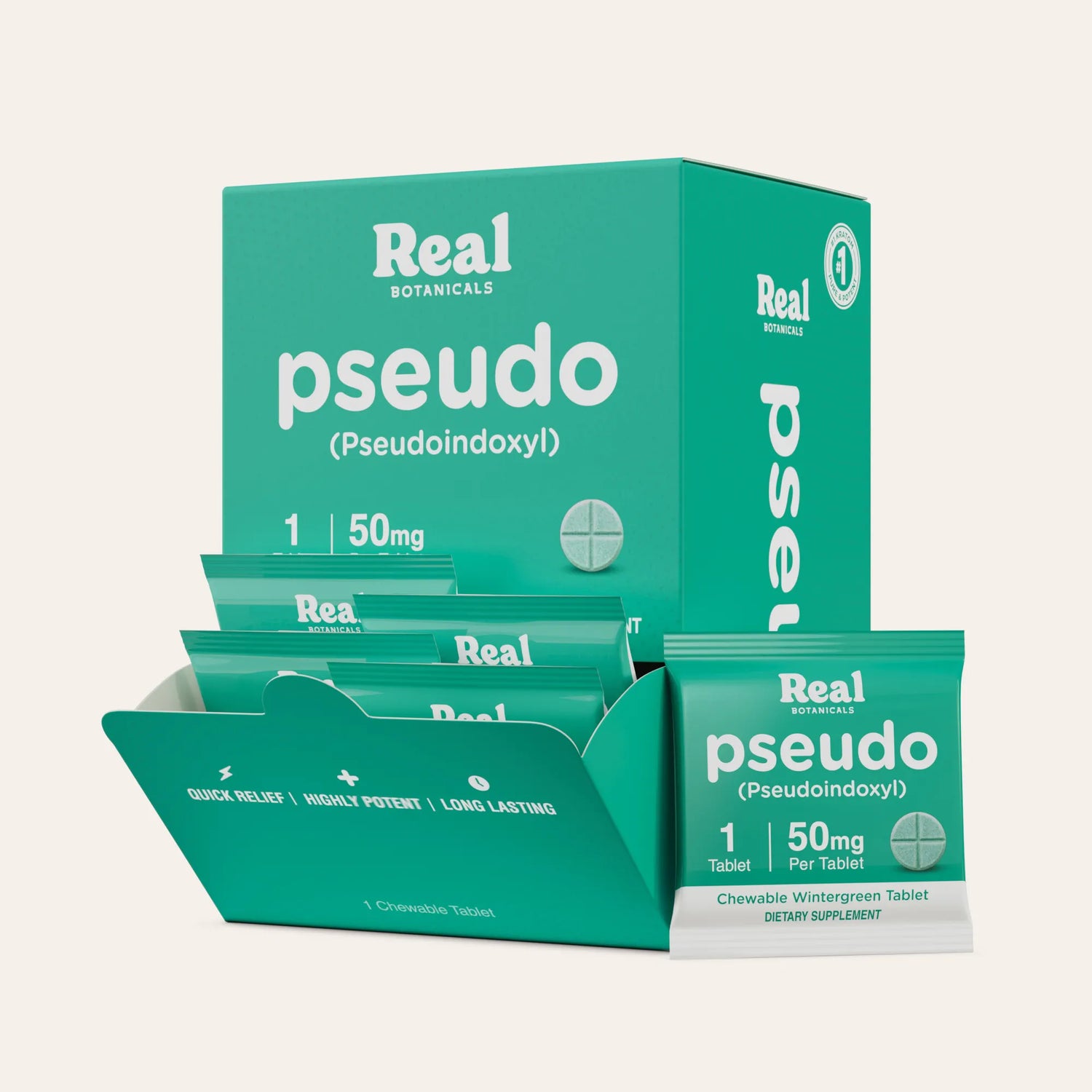 Real Botanicals pseudo (Pseudoindoxyl) supplement packaging on a white background